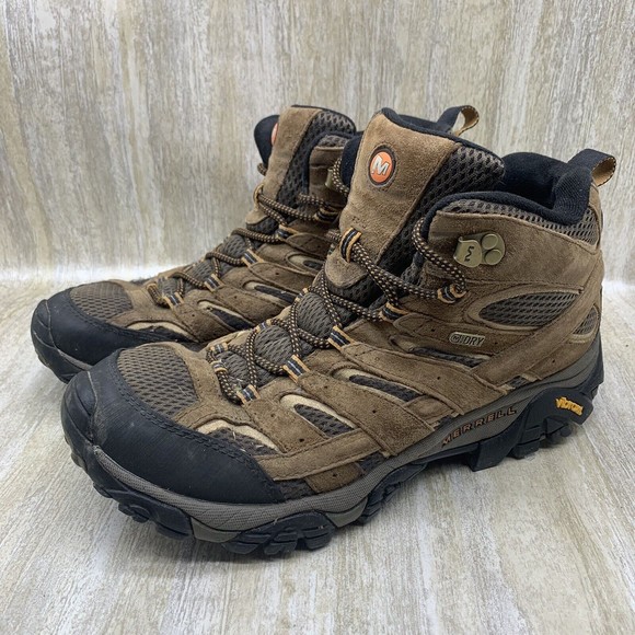 Merrell Shoes Merrell Moab 2 Mid Waterproof Hiking Boots Brown Tactical Vibram J605 Mens 10